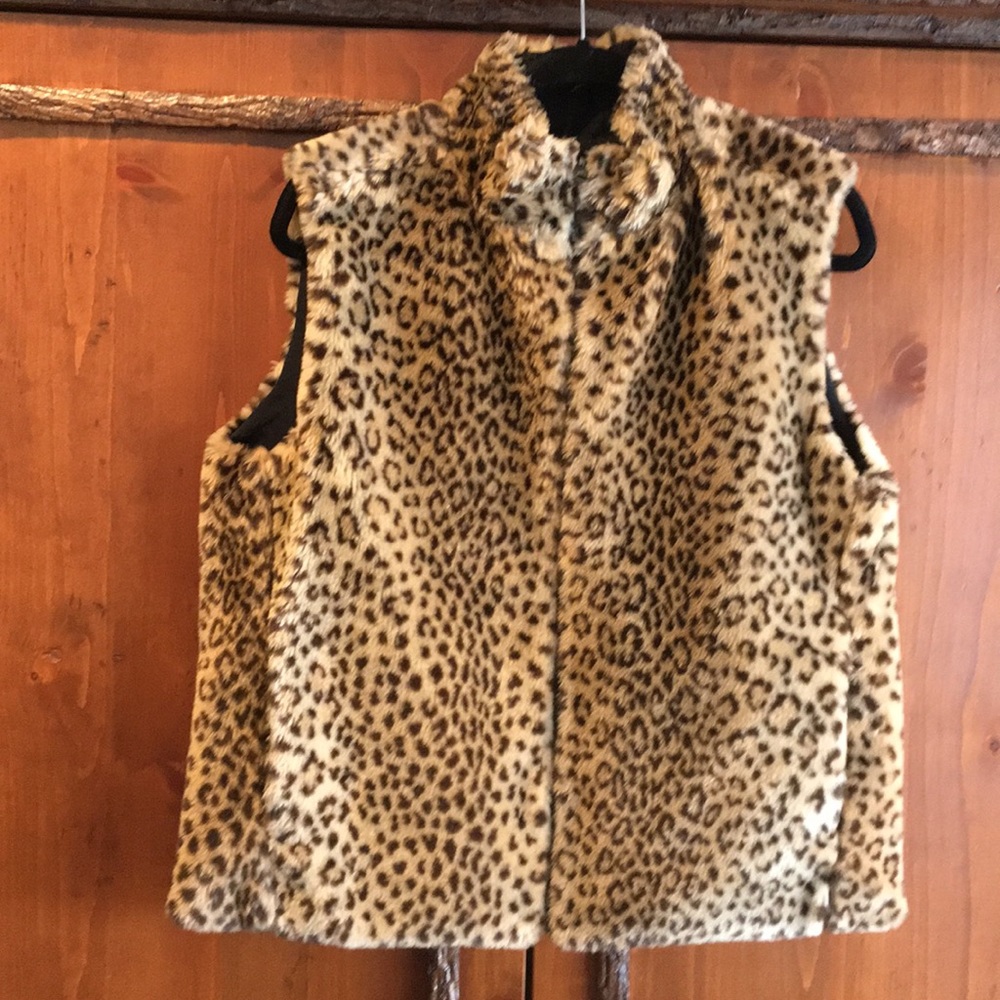 Like New PERFECT LEOPARD VEST Reversible Black
